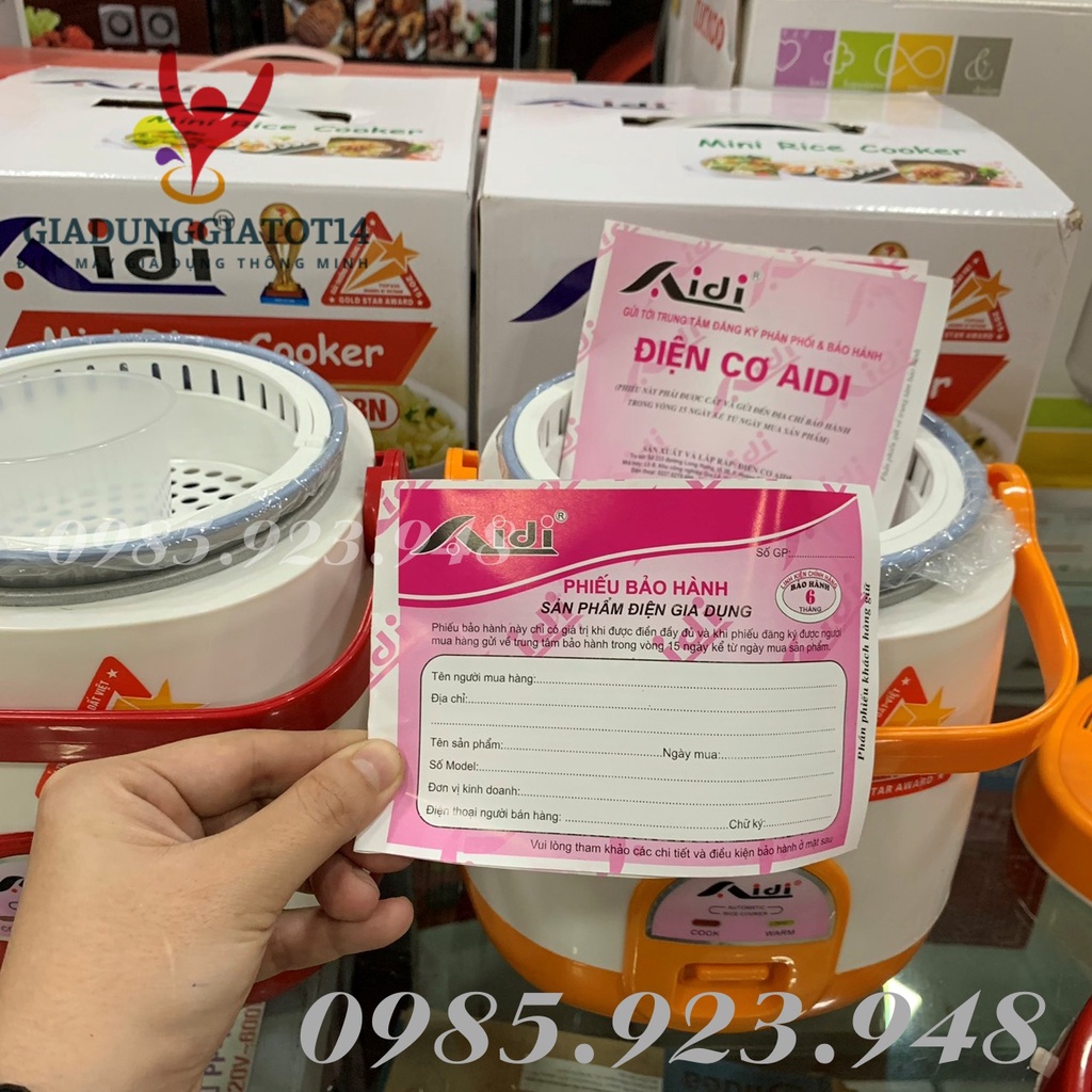 Nồi Cơm Điện Cặp Lồng Mini Thân Nhựa Aidi MR-SM 88N ( dung tích 0,6 lít) Bảo hành chính hãng 6 tháng