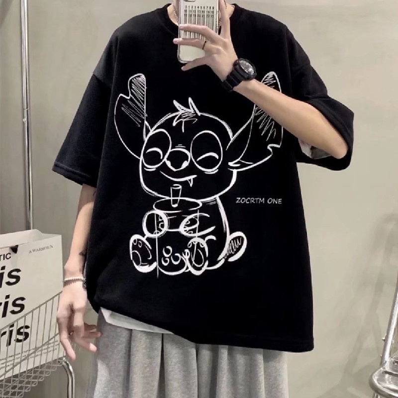 Áo Thun Tay Ngắn Dáng Rộng In Họa Tiết Hoạt Hình Phong Cách Hàn Quốc Thời Trang Mùa Hè Cho Nam Và Nữ