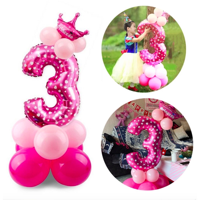 Bong bóng chữ số 81.28 cm trang trí tiệc sinh nhật cho bé