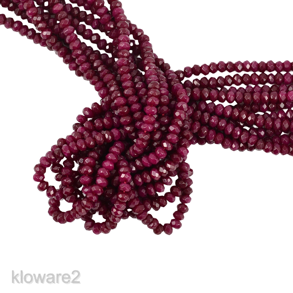 2 x 4 mm Natural Faceted Ruby Red Jade Rondelle Loose Bead Strand 15''