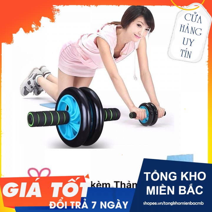 FREE SHIP - Con lăn tập cơ bụng + thảm lót đầu gối(Tổng Kho MB)