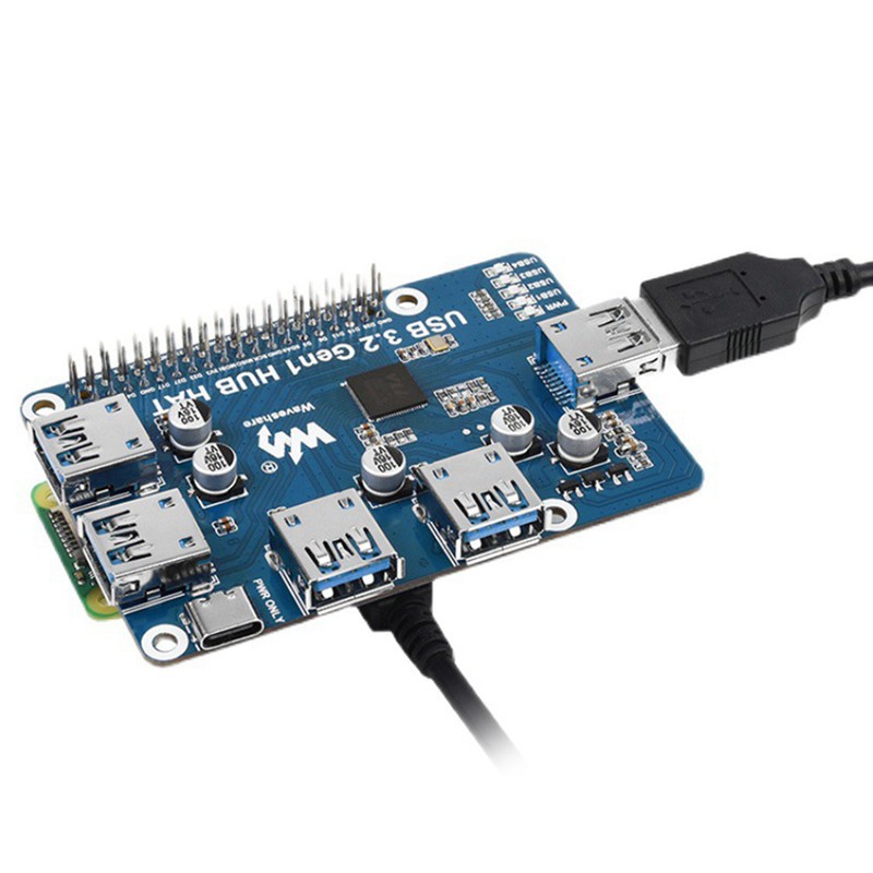 Waveshare USB Splitter 4 Ports USB3.2 Expansion Board USB 3.2 Gen1 Driver Free for Raspberry Pi