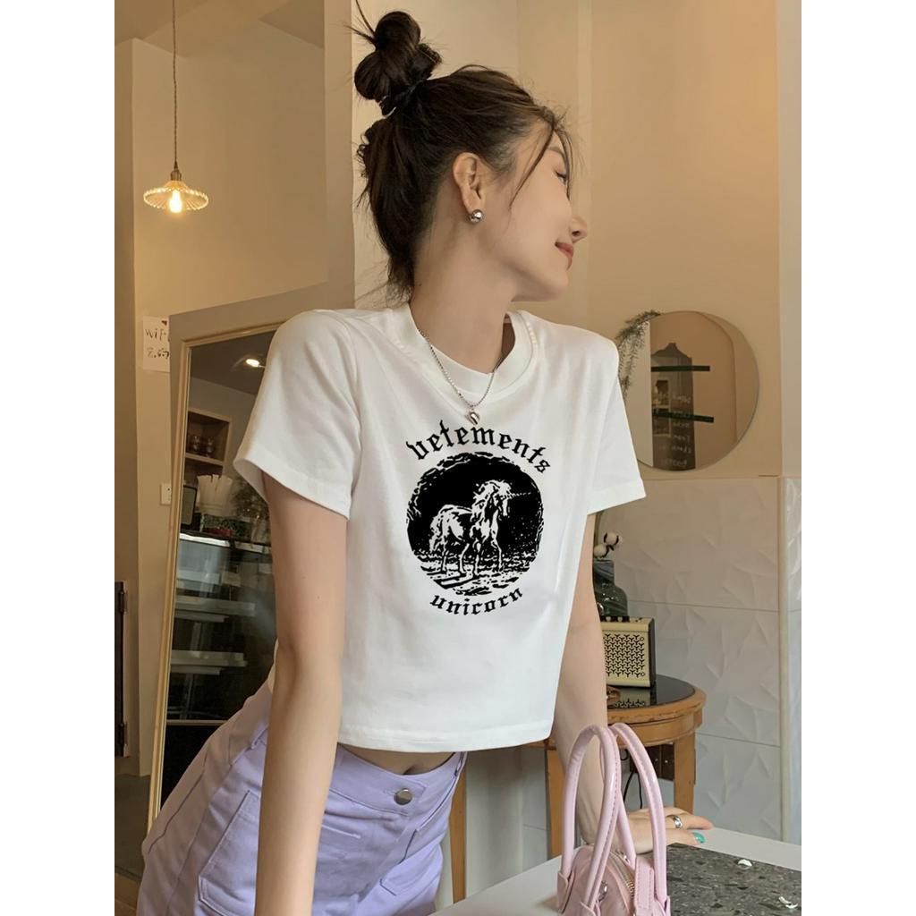 Áo thun tay ngắn Peppermint 51286 dáng ôm in họa tiết thời trang