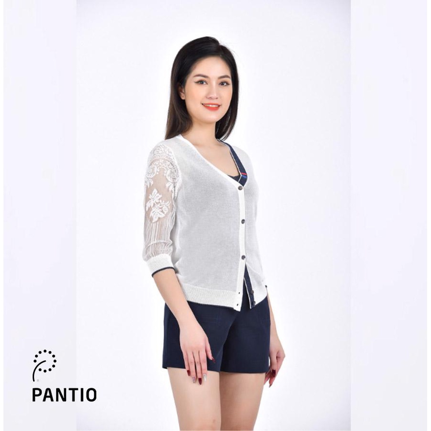 FOL156 - Áo len cổ tim tay lỡ pha ren - PANTIO