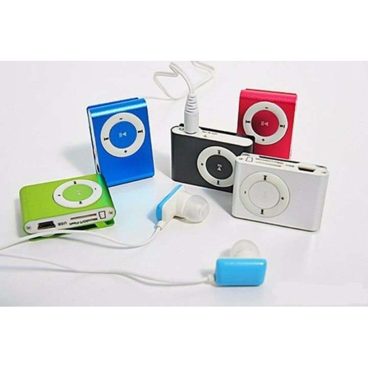 Máy nghe nhạc mp3 mini vỏ nhôm xài thẻ nhớ, kèm dây sạc/tai nghe (nhiều màu)