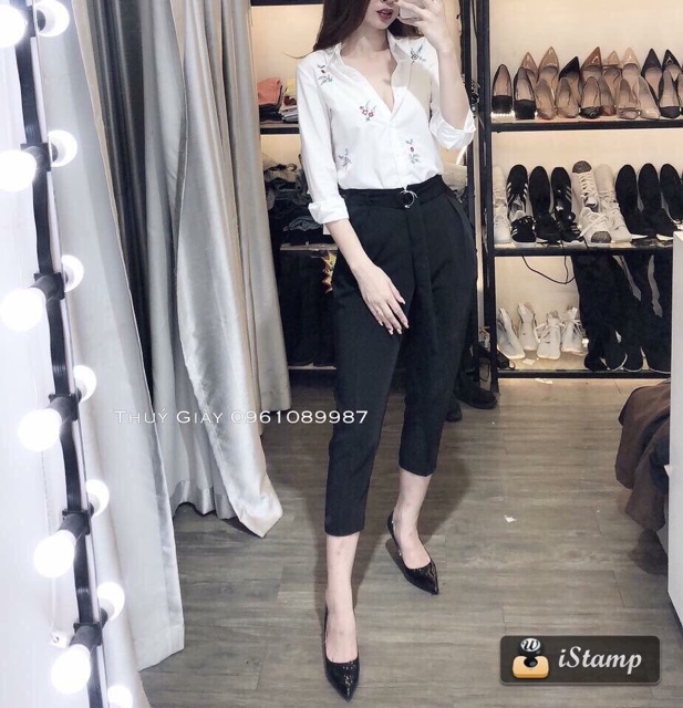 SƠ MI THÊU HOA NỔI SẮC NÉT