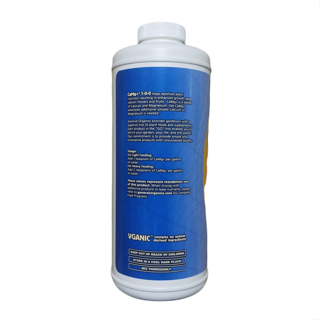 Phân bón hữu cơ  CaMg+ 1-0-0 GENERAL ORGANICS nhập Mỹ 946ml, cal - mag Giúp cây lá xanh mướt