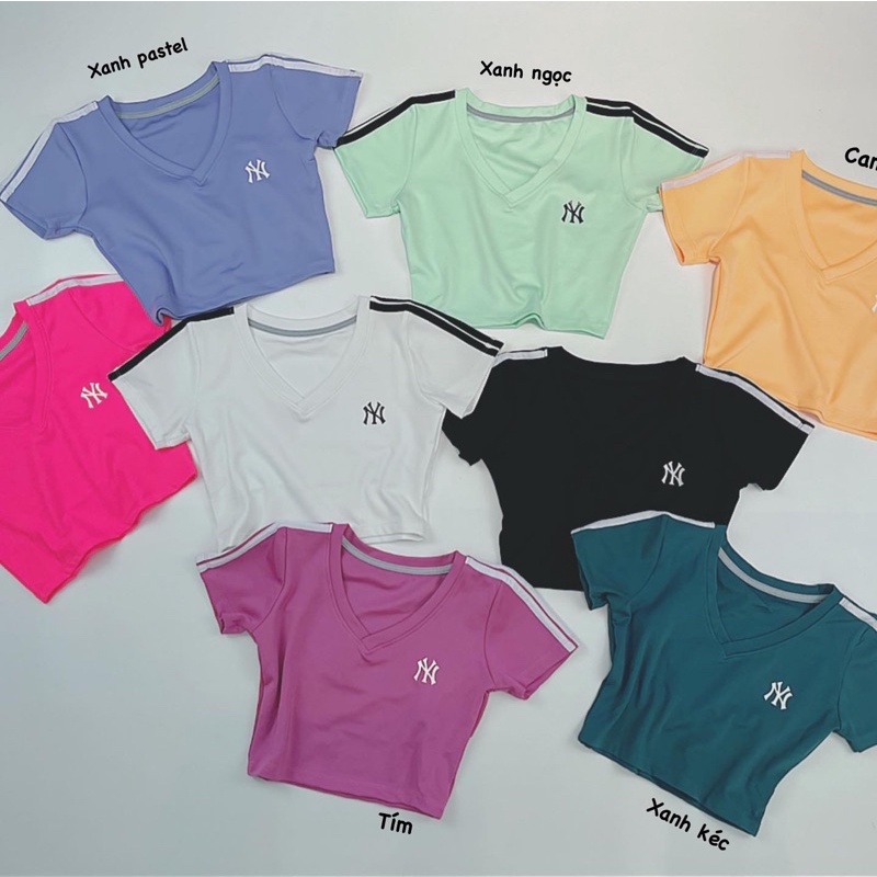 Áo Croptop Thể Thao Tập Gym Yoga Nữ - Áo Croptop Thể Thao Ny Phối 3 Sọc Siêu Xinh, Chất Thun Polly Mềm Mịn