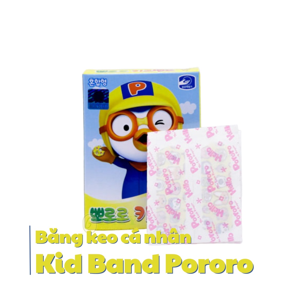 Hộp Băng Keo Cá Nhân In Hình Pororo – Có Chứa Benzalkonium (hộp 4 size – 20 miếng)