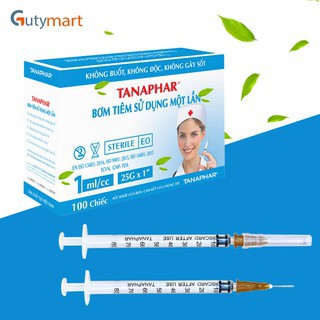 Bơm kim tiêm 1cc Tanaphar hộp 100 cây
