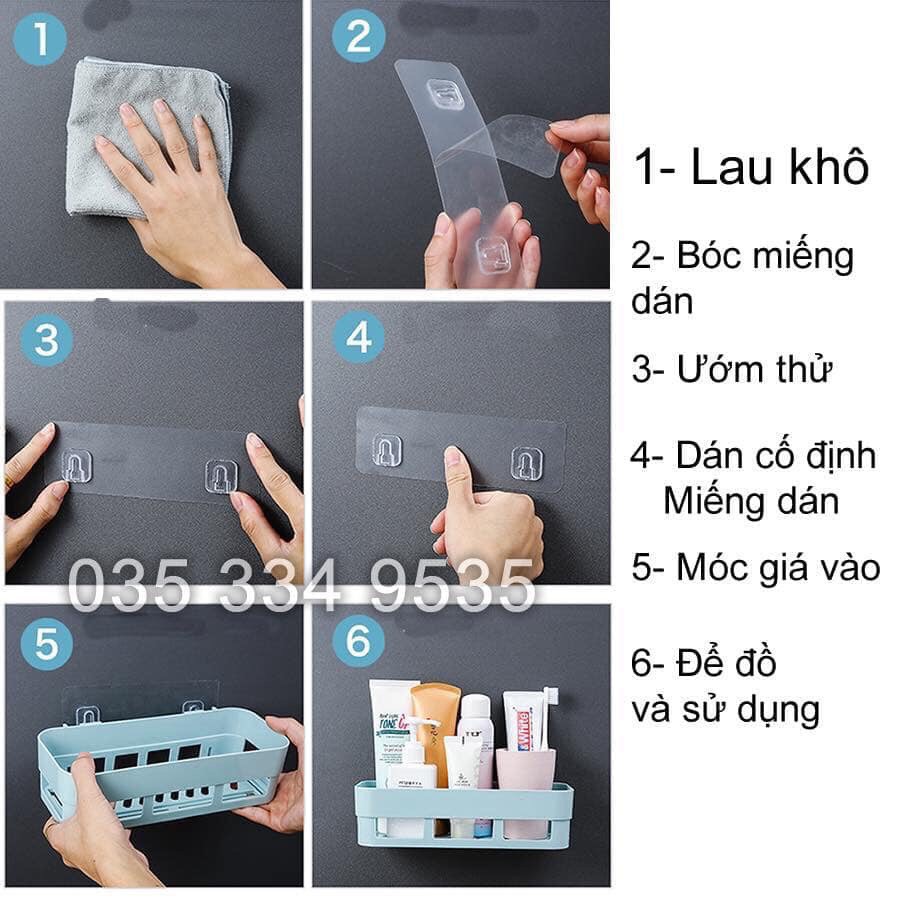 Combo 10 Giá kệ nhựa để đồ chữ nhật dán tường siêu chắc