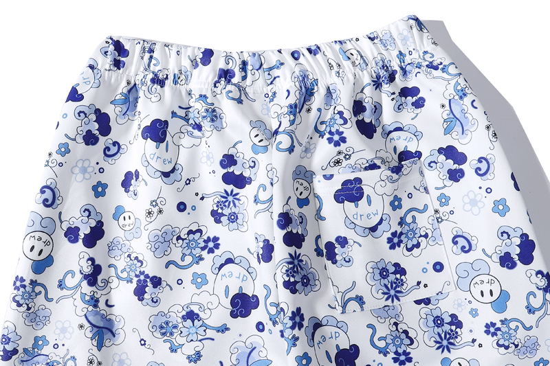 ❤ [Ready Stock] ❤ Dre&w House Justin Bieber Blue and white porcelain leisure Shorts Unisex