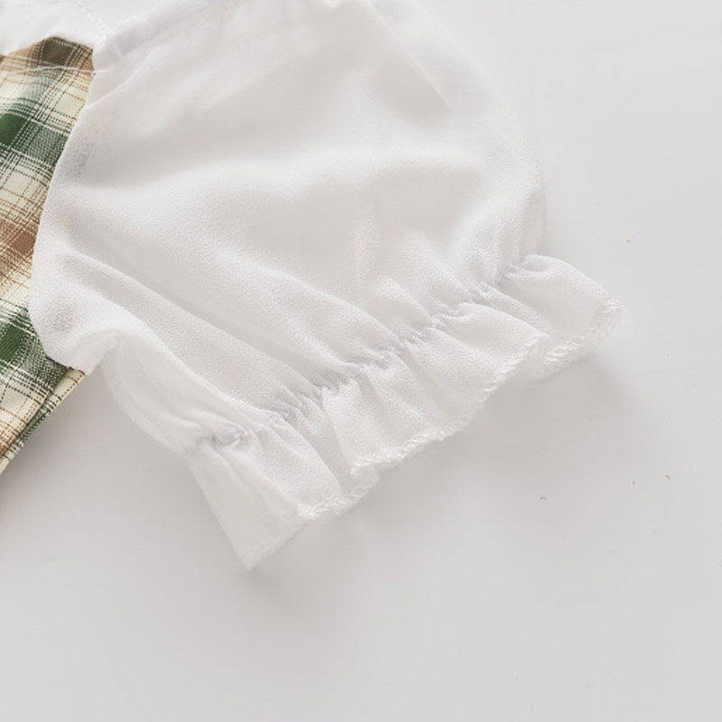 Đầm dự tiệc BEAR LEADER in họa tiết kẻ sọc ca rô in hình gấu dành cho bé gái 7-13 tuổi