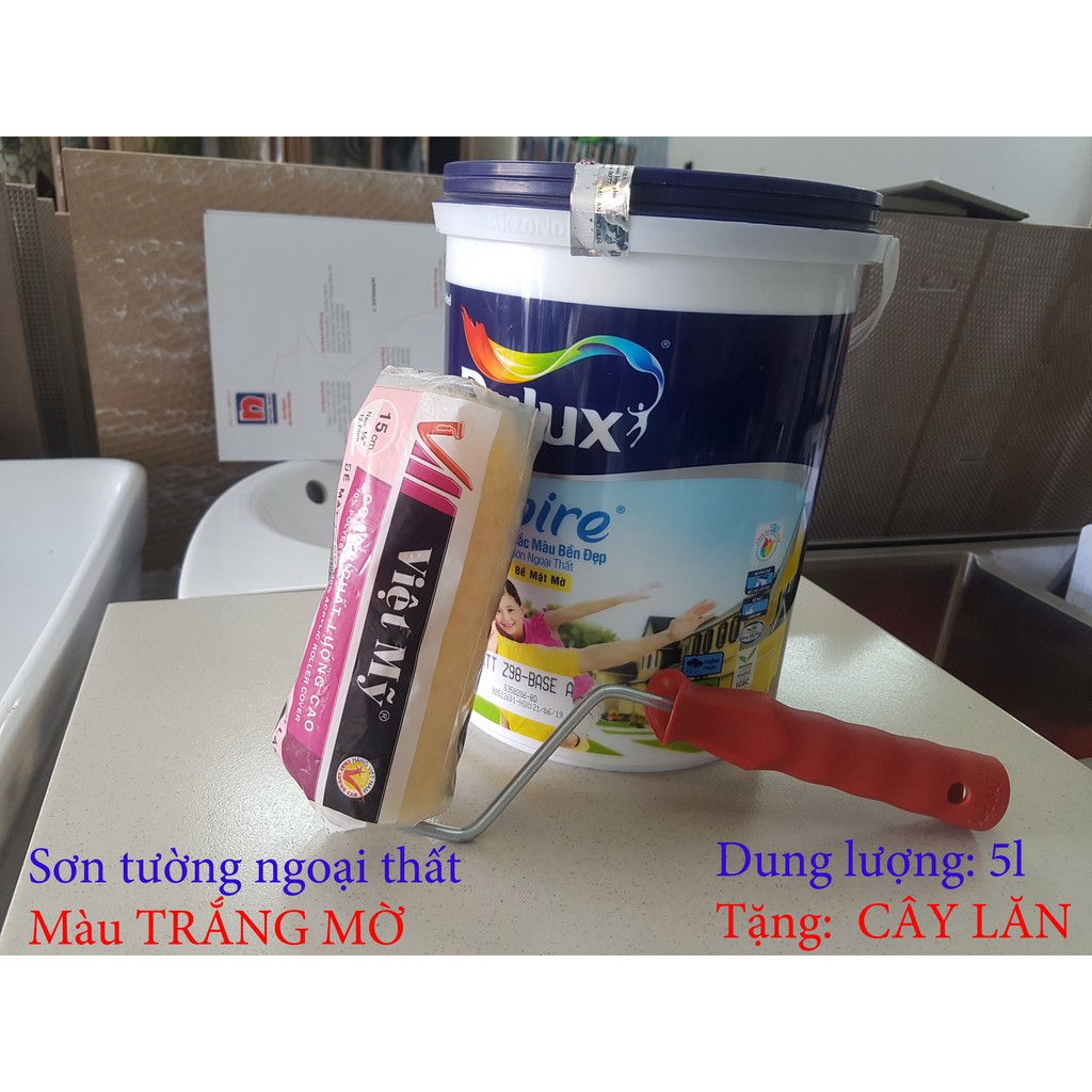 [TẶNG CÂY LĂN] Sơn tường ngoại thất Dulux Inspire Sắc Màu Bền Đẹp, trắng mờ, 5 lít, chống rêu mốc và bong tróc