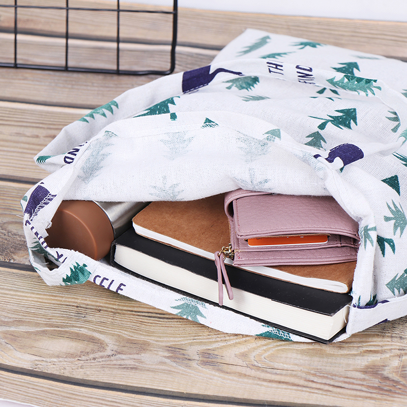 Túi xách tote GJCUTE vải lanh họa tiết xương rồng