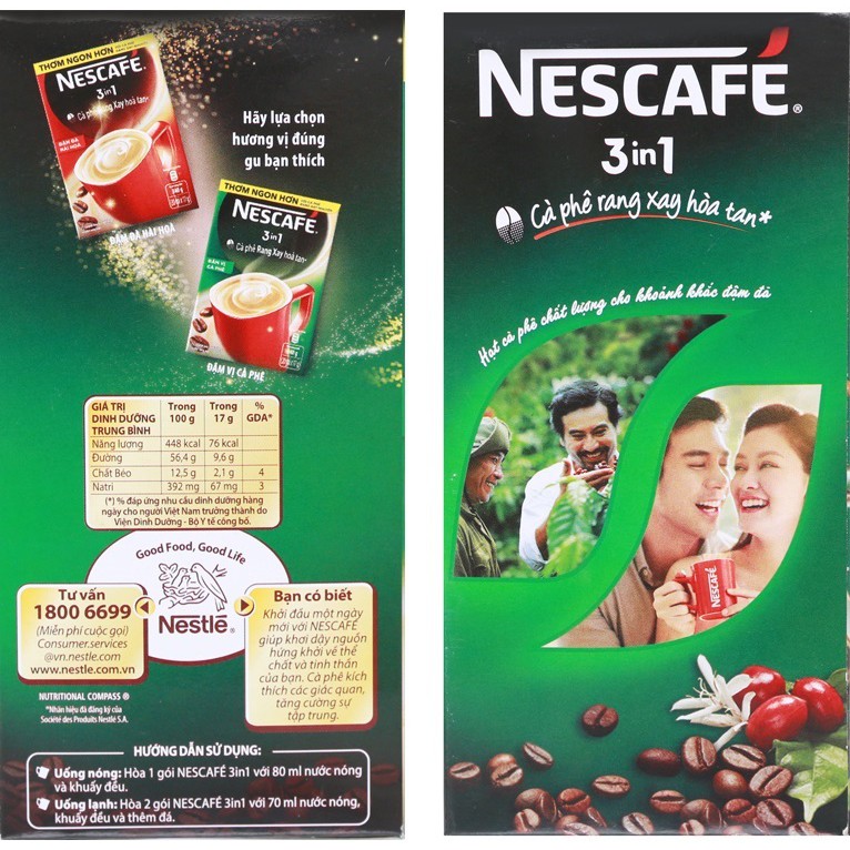 Cà phê sữa NesCafe xanh 3 in 1 đậm vị cà phê