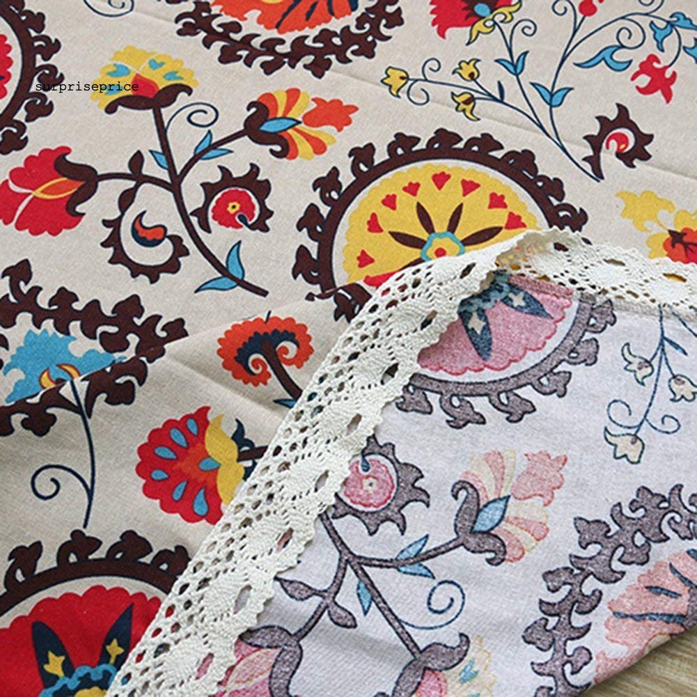 Khăn Trải Bàn Họa Tiết Hoa Hướng Dương Bằng Cotton Và Vải Lanh