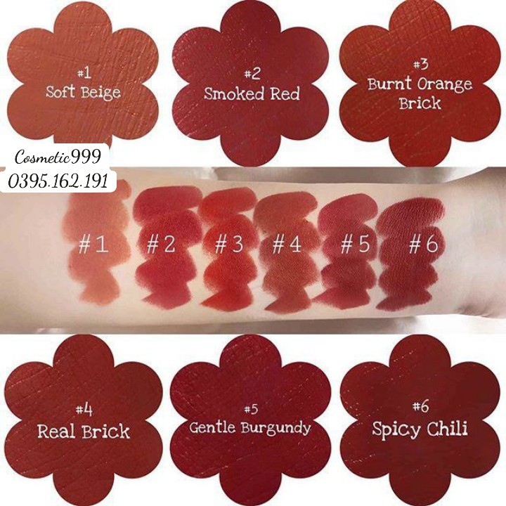 Son 3ce chính hãng, son thỏi 3ce 909 đỏ nâu, 220 cam đất, 221 hồng đất,222 đỏ đất,226 227 228 Cosmetic999