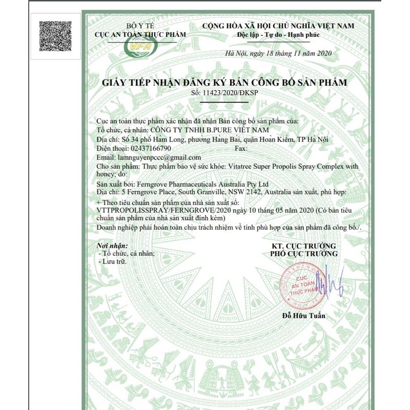 Xịt keo ong Vitatree Úc,date 2025
