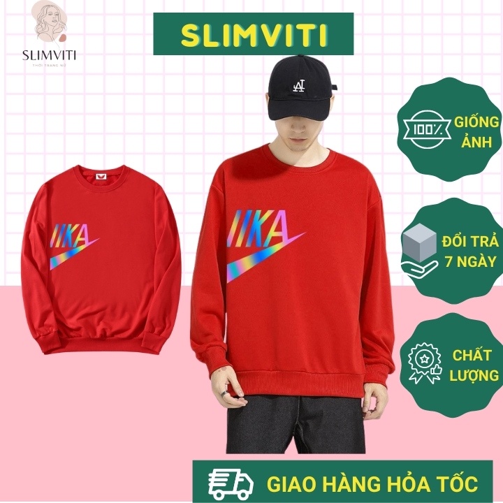 Áo sweater nam nữ form rộng nỉ đỏ 2 hand hàn quốc