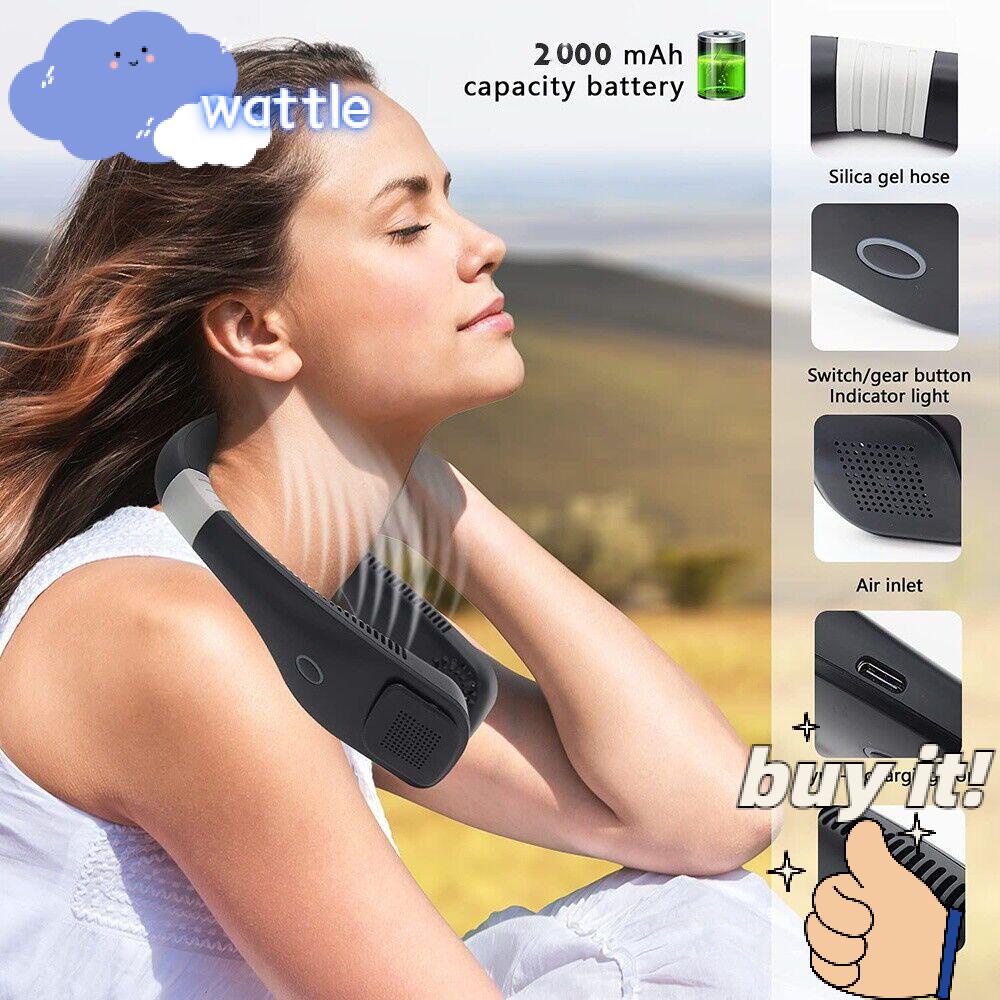 ✧Hành động✧ Quạt Đeo Cổ Mini Thể Thao Sạc USB Không Cánh Nhiều Màu Sắc
