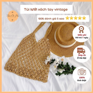 Túi cói lưới thời trang Tiệm Cô Hìn tiện dụng đi du lịch đi chơi đựng đồ có thể gập nhỏ thích hợp mùa hè ship 1h