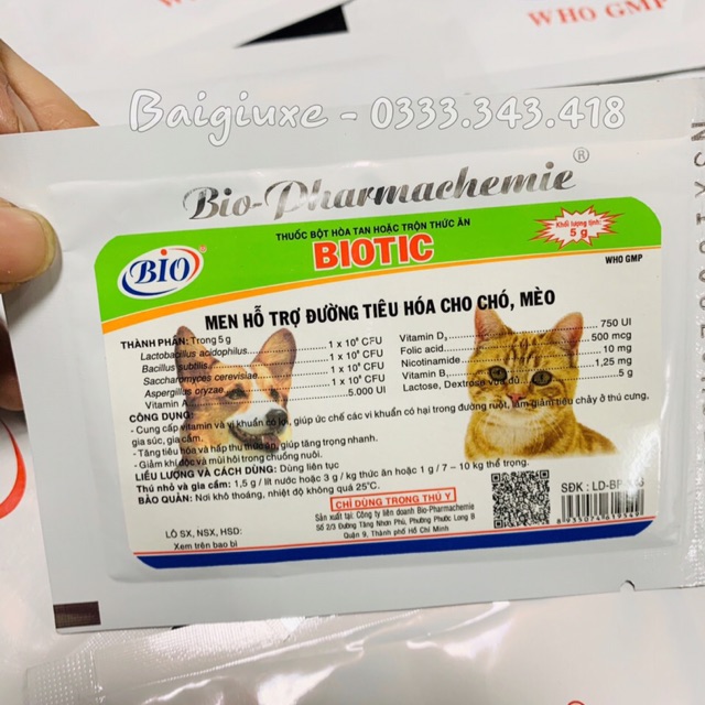 Men hỗ trợ tiêu hóa Biotic cho chó mèo (1 gói)