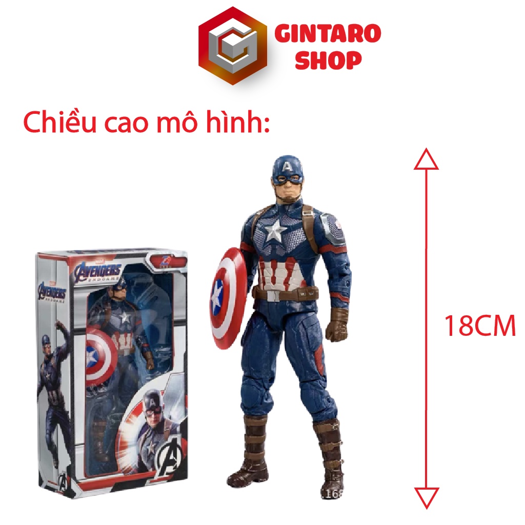 Mô hình marvel Captain America cao cấp, Đồ chơi mô hình nhân vật Captain America Gintaro