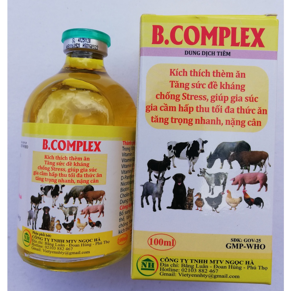 1 lọ B.complex 100ml dùng tốt cho gia súc, gia cầm, trâu, bò, lợn, gà, gà chọi, gà đá, chim cảnh, chó mèo