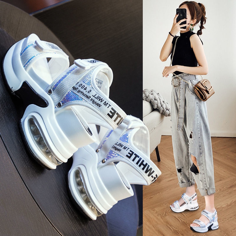 Giày Sandal Thể Thao Đế Dày Tăng Chiều Cao Phong Cách Mới Mùa Hè Cho Nữ