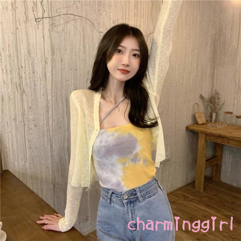 Áo Croptop Hai Dây Màu Nhuộm Thời Trang Cho Nữ