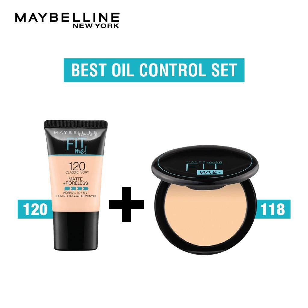 (hàng Mới Về) Hộp Phấn Nền Maybelline Fit Me (120) + 12h Kiềm Dầu 118)