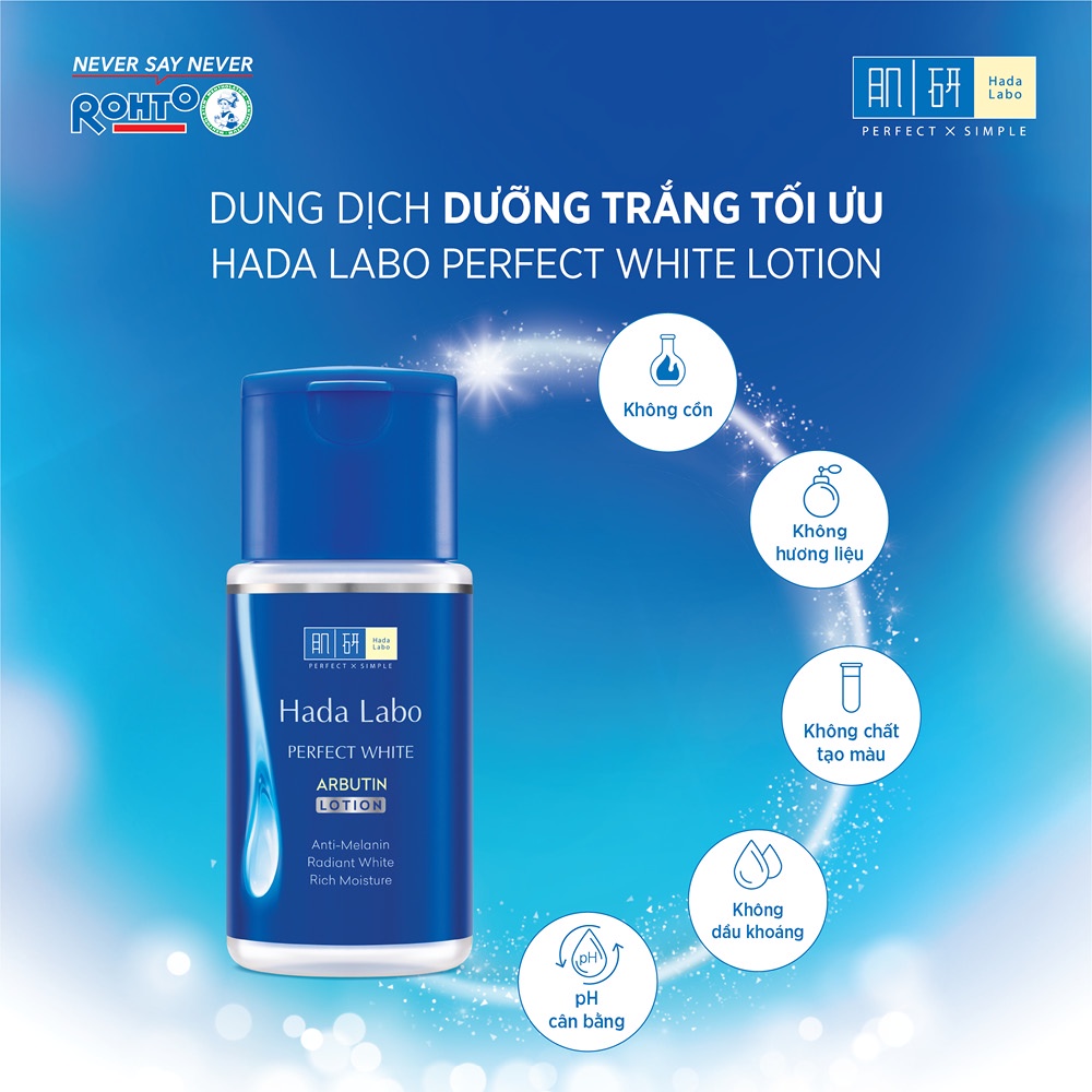 Bộ Làm sạch dưỡng trắng Hada Labo 1 Dẩu tẩy trang 200ml & 2 Kem rửa mặt Perfect White 80g + Tặng 1 Dung dịch 100ml