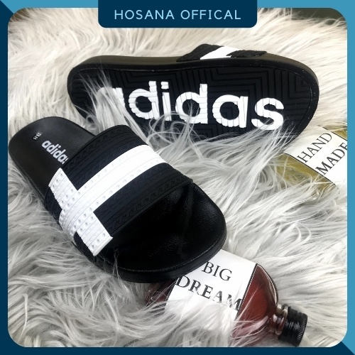 Dép Nam Adidas Đế Màu Đen Quai Màu Trắng Nổi Bật Dép Quai Ngang Thời Trang Full Box