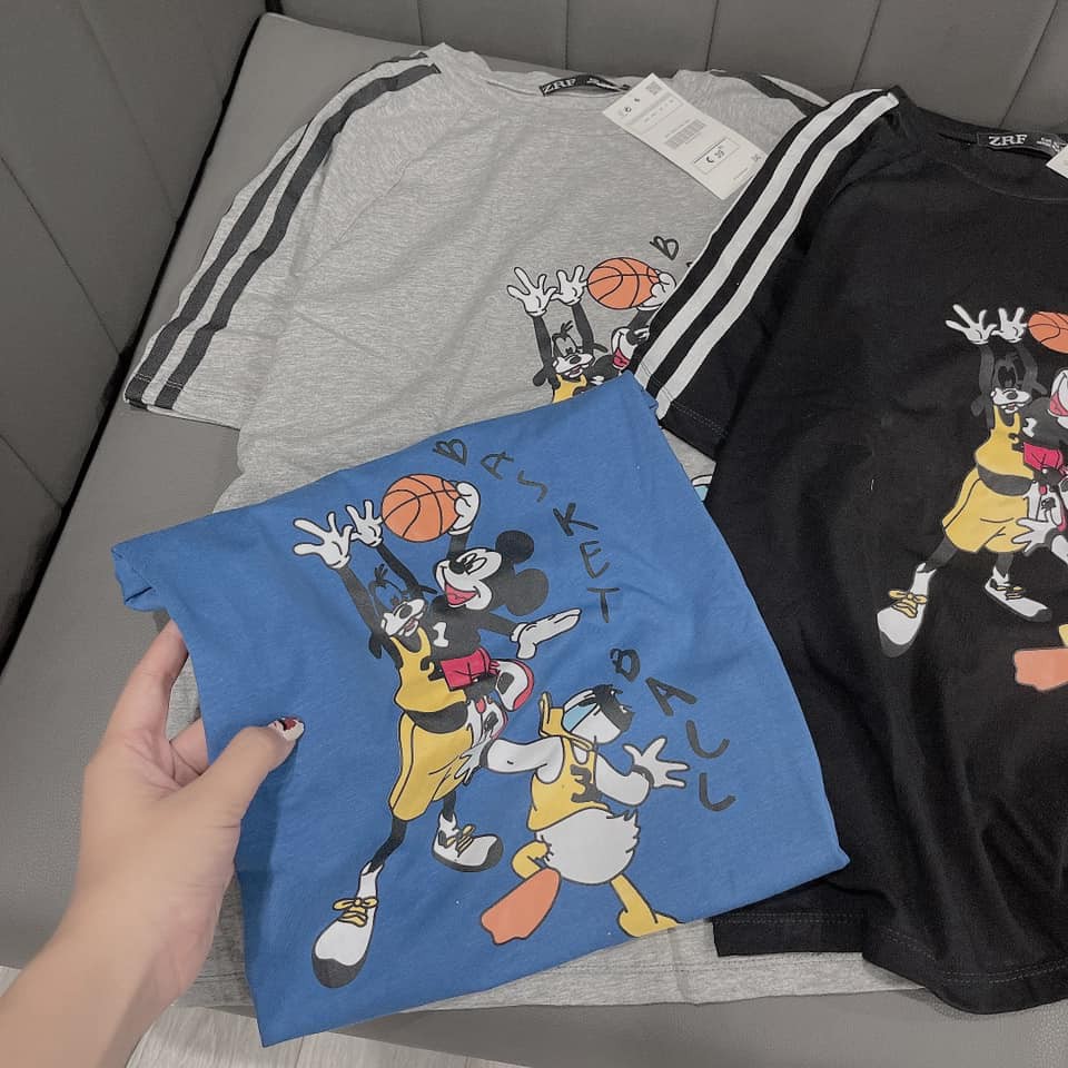 đồ bộ nữ set bộ  Mickey quần đùi phối viền sọc chất cotton 4 chiều