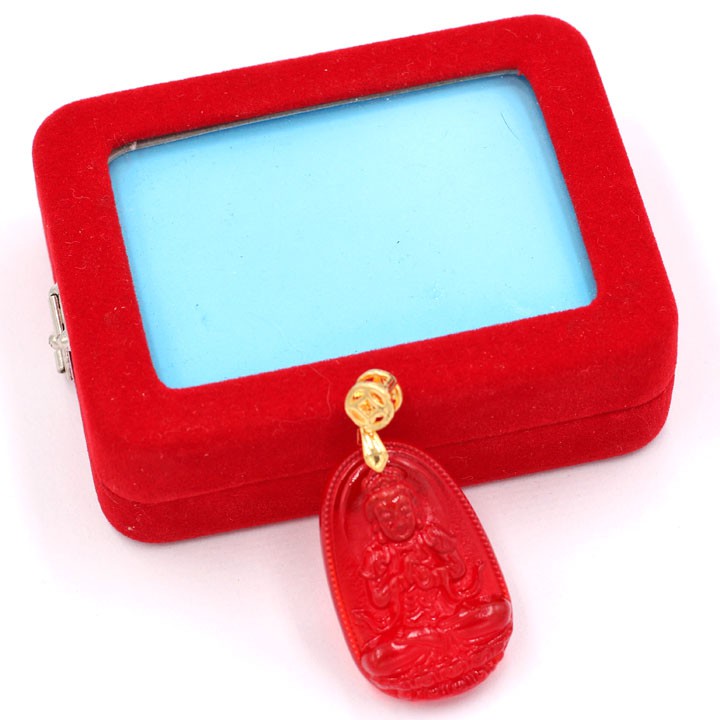 Mặt dây đeo Phật Đại Nhật như lai đỏ 3.6 cm MFBO5 -  Phật hộ mệnh người tuổi Mùi, Thân