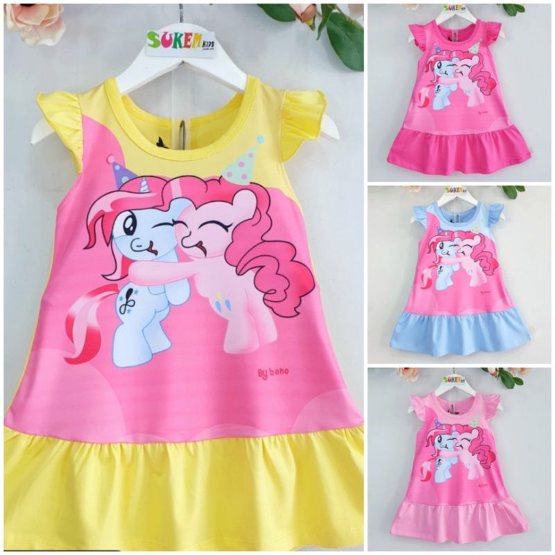 Váy Đầm thun Bé Gái ngựa little PONY thun 4 chiều chính phẩm Mềm Mát size nhí đại