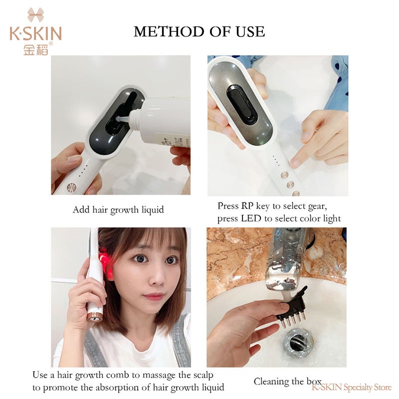 Lược Chải Tóc K-SKIN Kích Thích Mọc Tóc Chống Rụng Kích Thích RP RF EMS