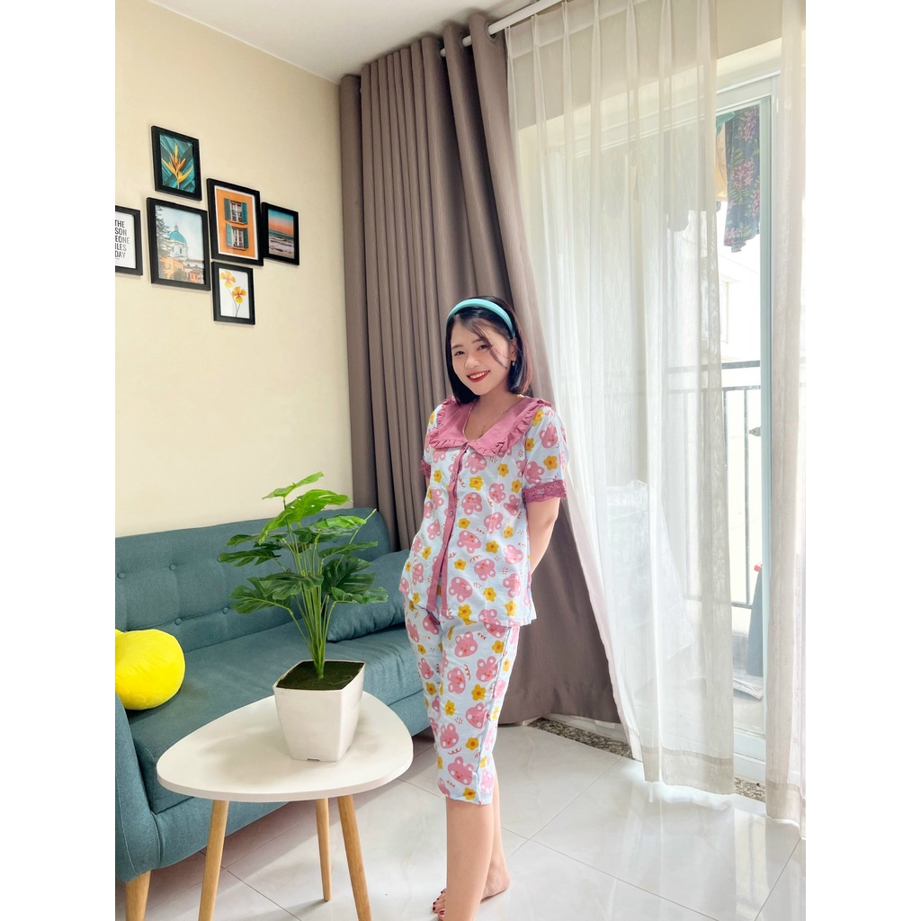 Đồ Bộ pijama ĐŨI Tiểu Thư Quần Lửng- form 40-60kg