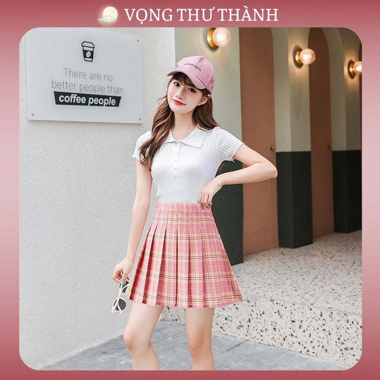JK, Chân Váy Xếp Ly Dáng Ngắn, Kẻ Caro Phong Cách Nhật Bản VTT02
