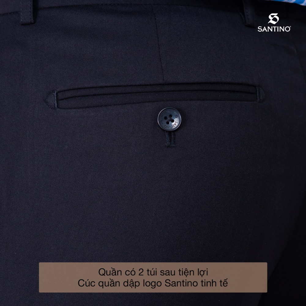 Quần Tây công sở Sợi Tre SANTINO cao cấp, màu đen form ôm nhẹ, thoáng mát chống nhăn, kháng khuẩn và tia UV - Q070