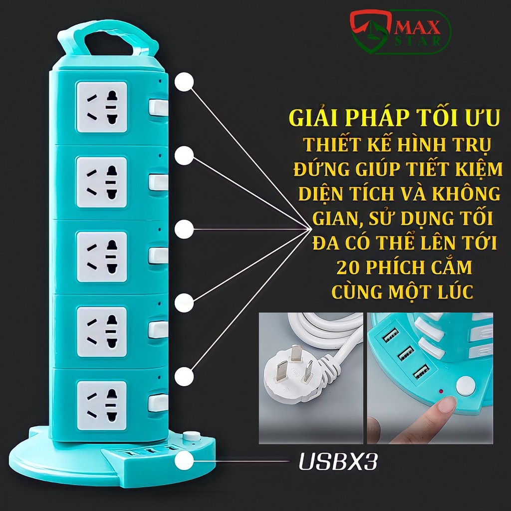 Ổ điện USB nhiều tầng đa năng thông minh chịu tải chống giật chống nước công suất lớn cao cấp chính hãng ✅