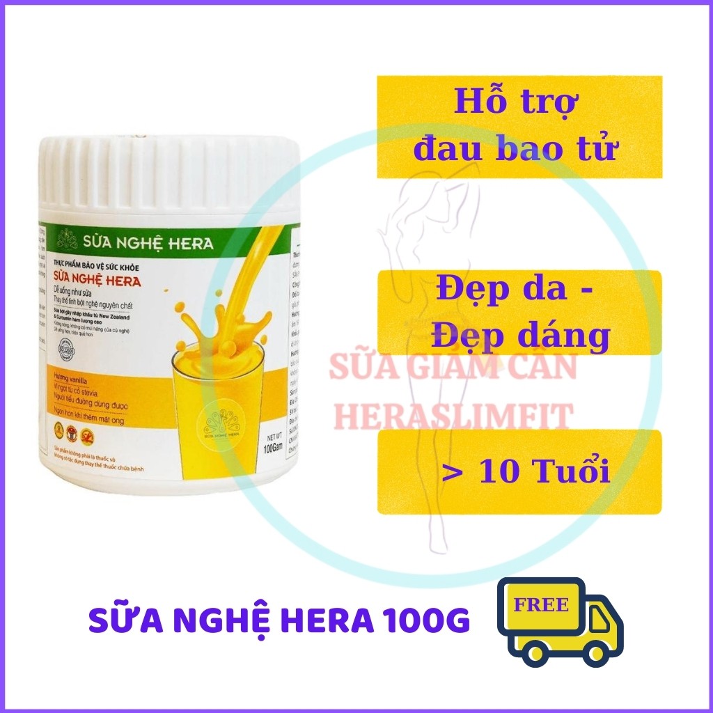 Sữa Nghệ HERA SN01 Đẹp Dáng -  Đẹp Da - Hỗ Trợ Đau Dạ Dày - Tốt Cho Mẹ Sau Sinh (HỘP 100GRAM)