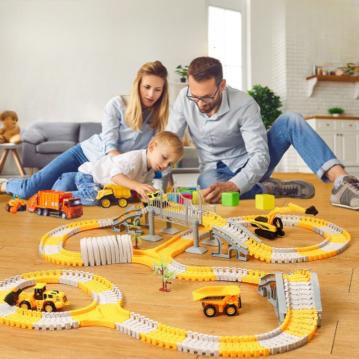 (231 chi tiết) Đồ chơi lắp ghép, ráp đường ray oto tàu hỏa xe lửa dễ dàng lắp ráp, giá siêu rẻ, 231 chi tiết