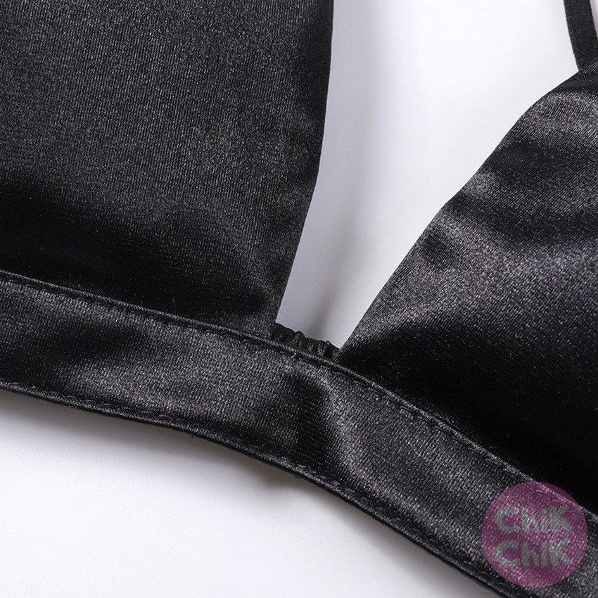 Áo bra satin bóng trơn lưng dây chun co giãn cao cấp - ChikChik AL012