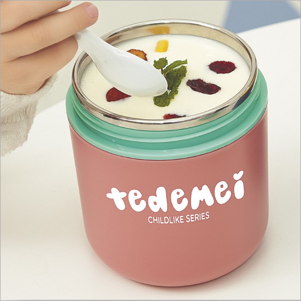 [Kèm thìa] Cốc inox giữ nhiệt đựng canh, cháo mang đi, Cốc inox tròn kèm thìa | BigBuy360 - bigbuy360.vn