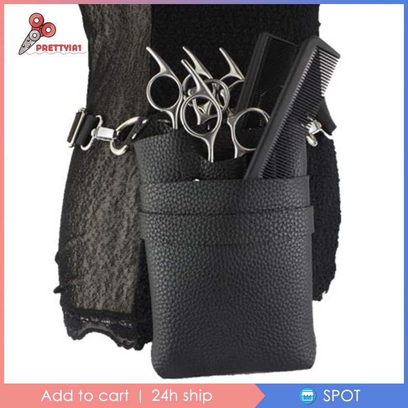 [Prettyia1] Túi PU Đeo Hông Đựng Kéo Cắt Tóc Màu Cà Phê Đậm