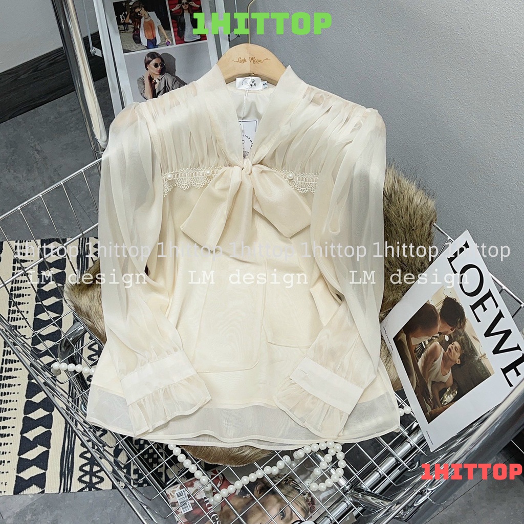 áo sơ mi tơ 2 lớp tay bồng khuy ngọc A0002 hàng QCCC kaca 1hittop