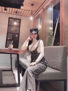 Set quần yếm dạ mix len tăm 3p (còn ghi sz M)