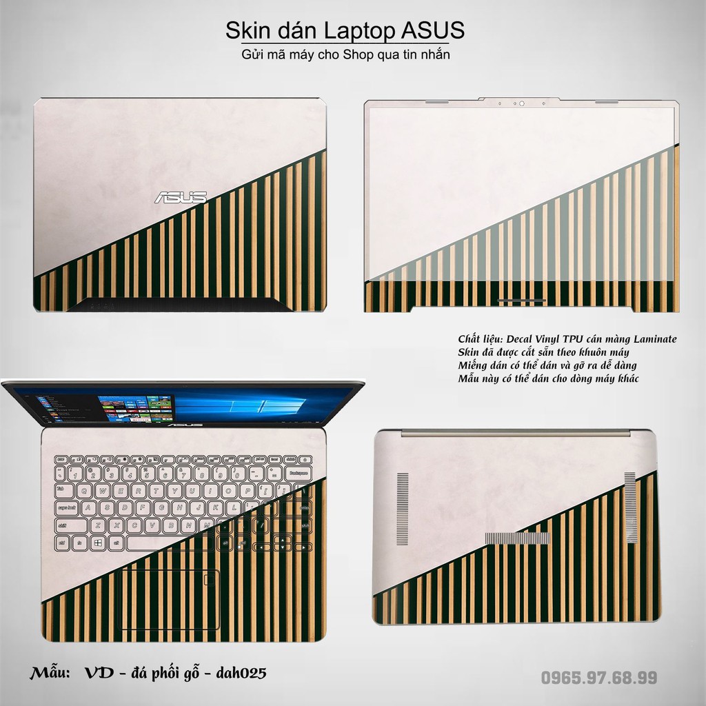 Skin dán Laptop Asus in hình đá phối gỗ - dah025 (inbox mã máy cho Shop)